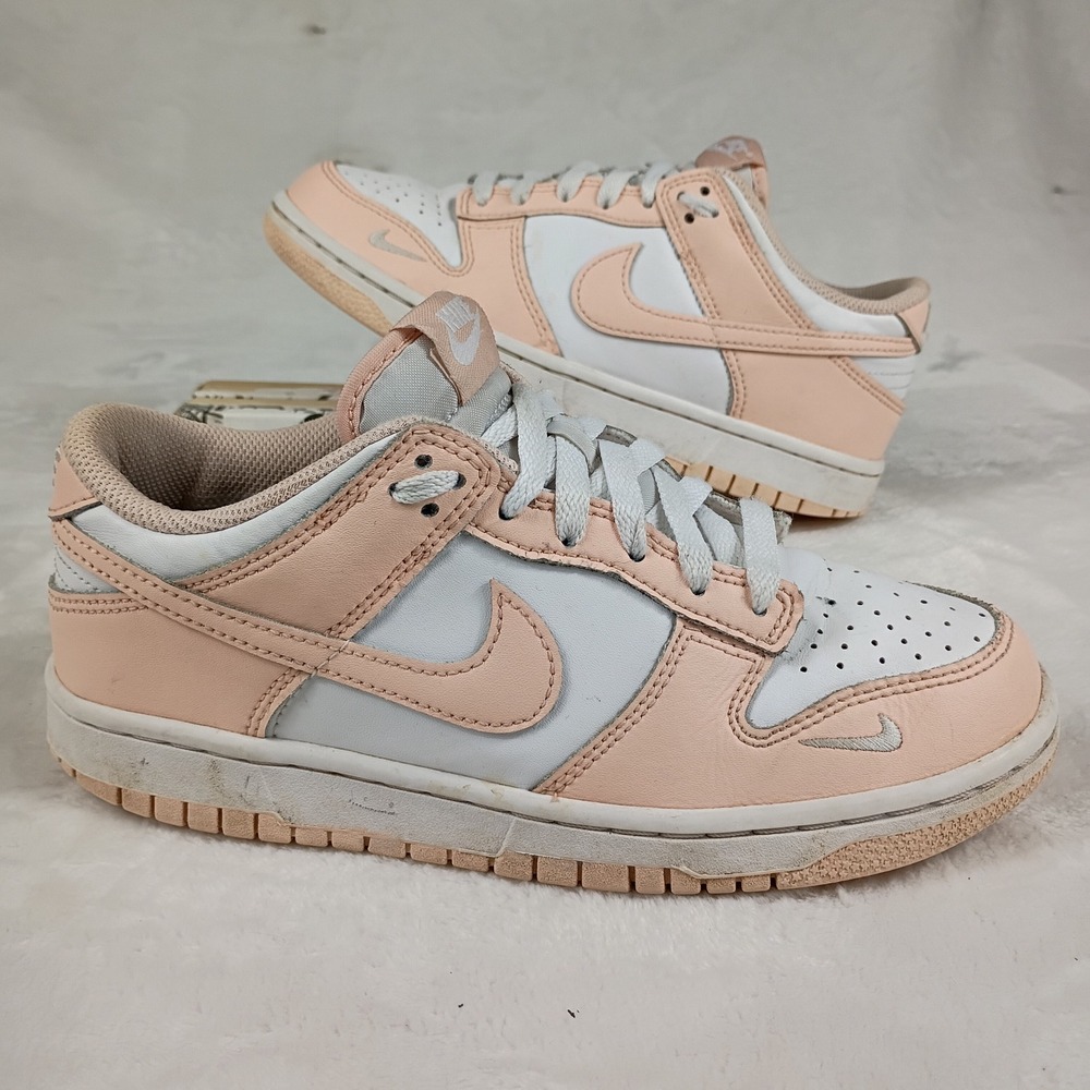 Nike Dunk Low Sneakers Youth 6Y Pink Leather Low Top Lace Up Shoes
